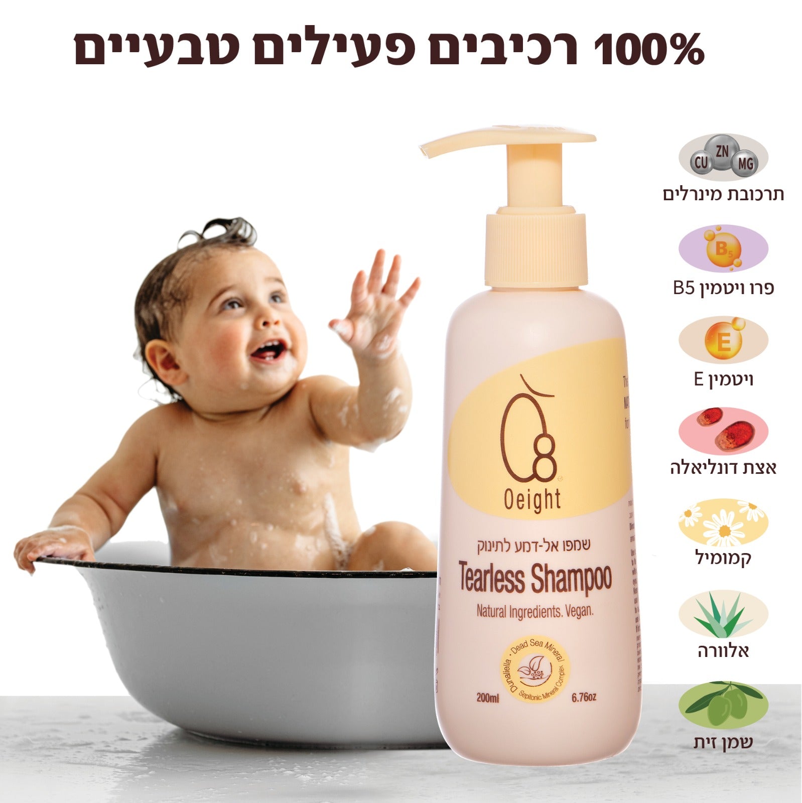מארז שלישייה שמפו אל דמע לתינוק - הזנה ולחות לקרקפת, שיער ועור